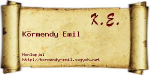 Körmendy Emil névjegykártya