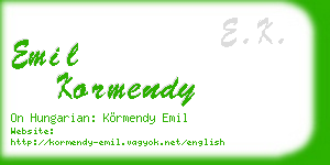 emil kormendy business card